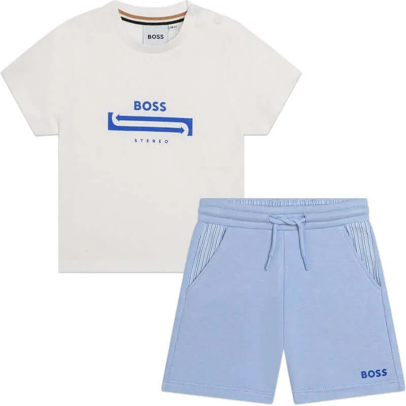Ensemble court pour garçons blanc et bleu pâle