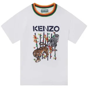 T-shirt Blanc en Bambou avec Tigre pour Garçons