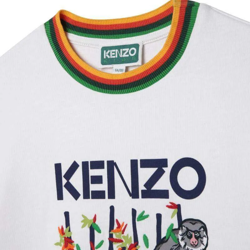 T-shirt Blanc en Bambou avec Tigre pour Garçons