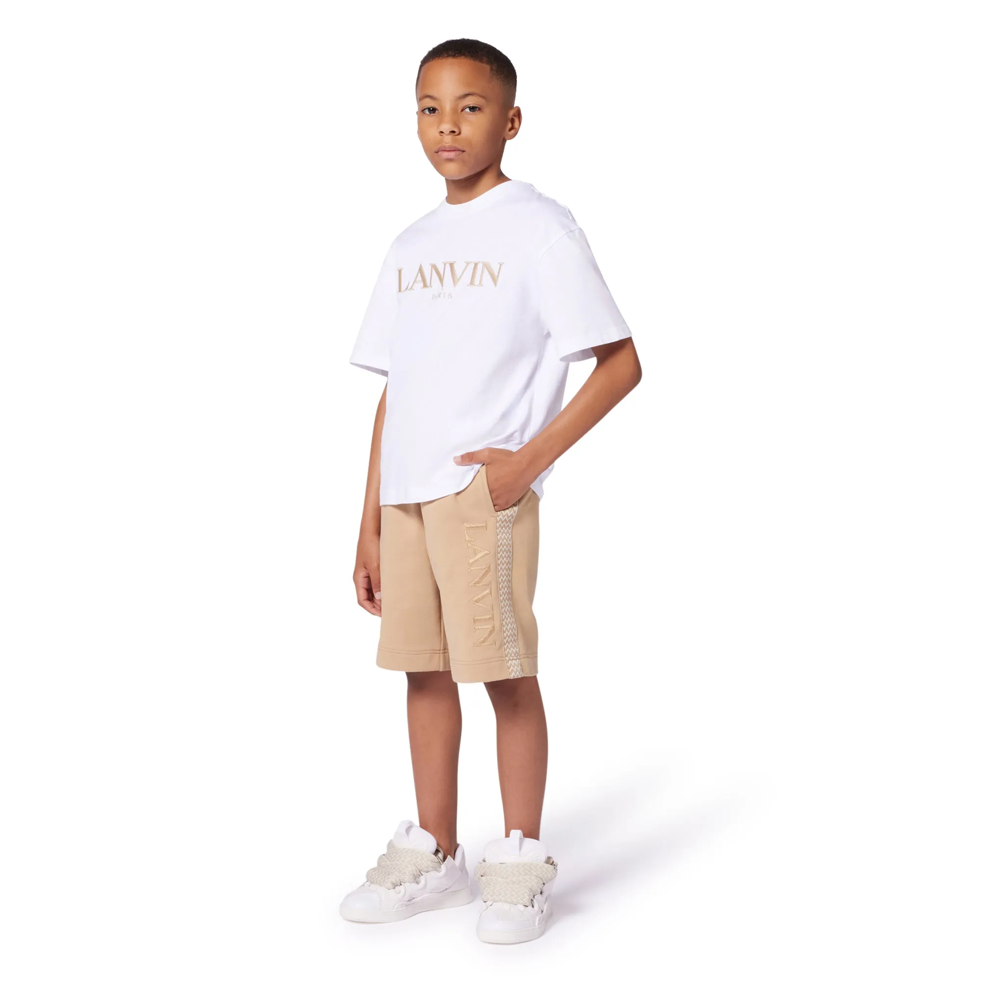 T-shirt blanc beige pour garçons