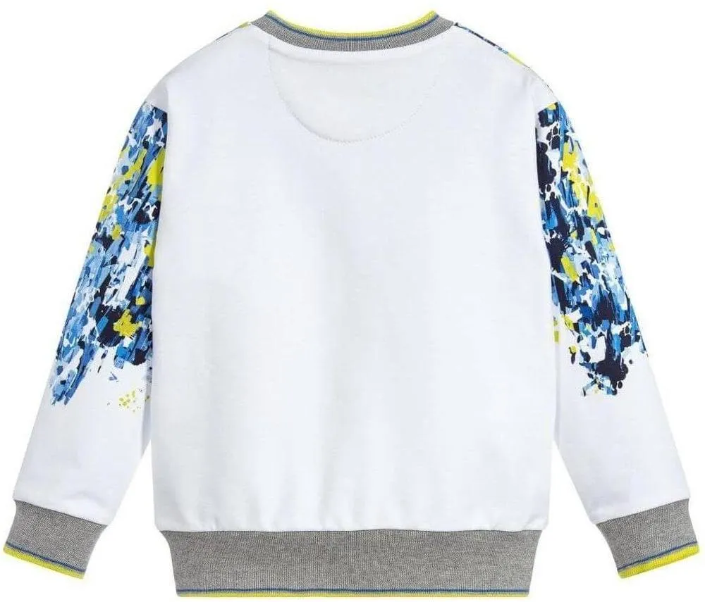Sweat-shirt blanc à motif léopard brossé pour garçons