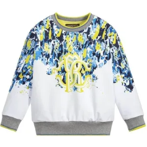 Sweat-shirt blanc à motif léopard brossé pour garçons