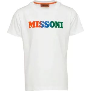 T-shirt en coton blanc pour garçons avec logo coloré