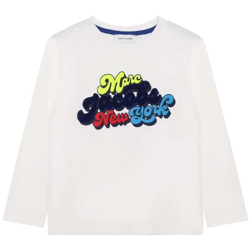 T-shirt en coton blanc pour garçons avec logo
