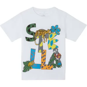 T-shirt en coton blanc avec logo pour garçons