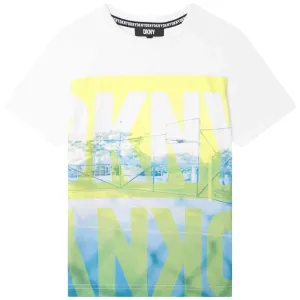 T-shirt en coton blanc avec logo pour garçons
