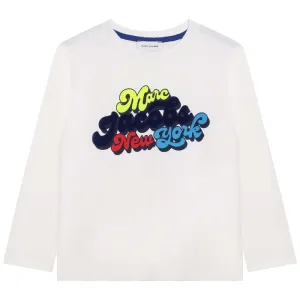 T-shirt en coton blanc pour garçons avec logo