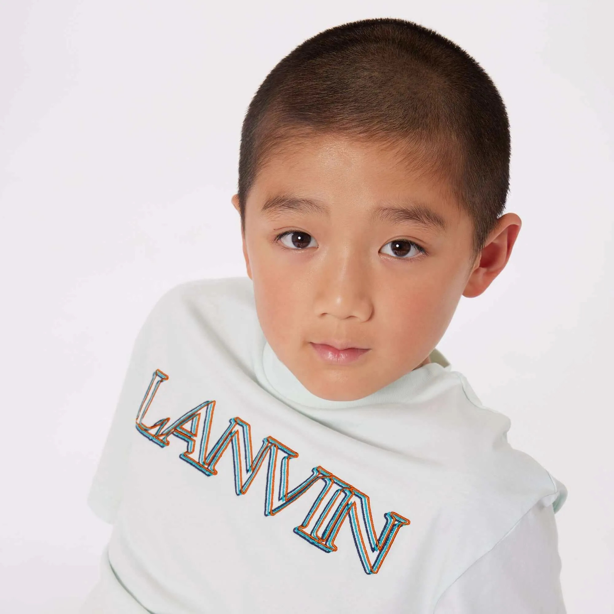 T-shirt en coton blanc avec logo pour garçons
