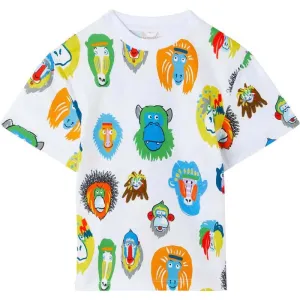 T-shirt en coton blanc pour garçons avec impression de singe