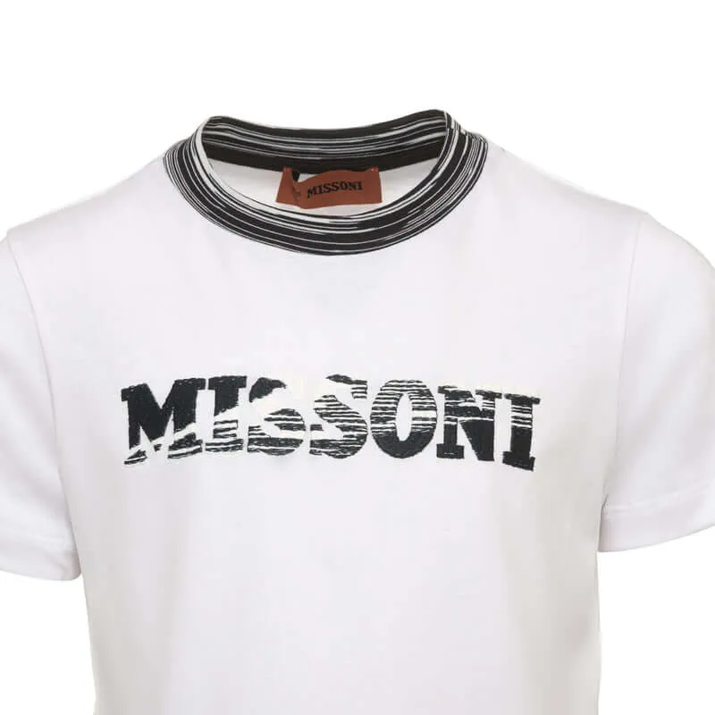 T-shirt pour garçons blanc avec logo craquelé