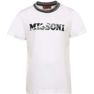 T-shirt pour garçons blanc avec logo craquelé
