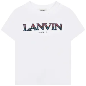T-shirt pour garçons avec logo courbe blanc