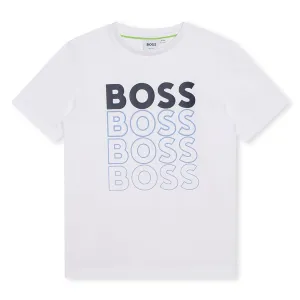 T-shirt à manches courtes avec logo dégradé blanc pour garçons