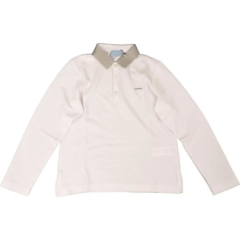 Polo Garçon Blanc/Gris