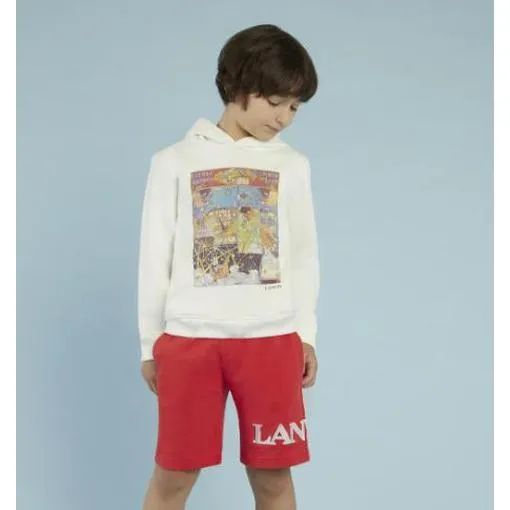 Sweat à capuche blanc pour garçons