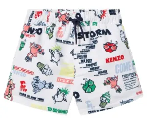 Short garçon blanc avec motif crème glacée