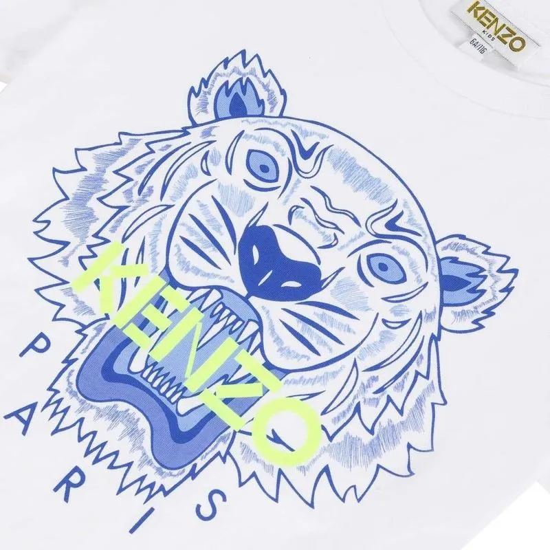 T-shirt blanc pour garçons Jb Tiger