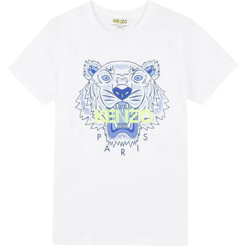T-shirt blanc pour garçons Jb Tiger