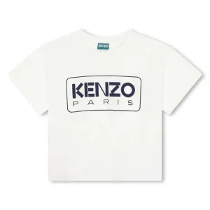T-shirt Blanc Kenzo Paris avec Logo pour Garçons