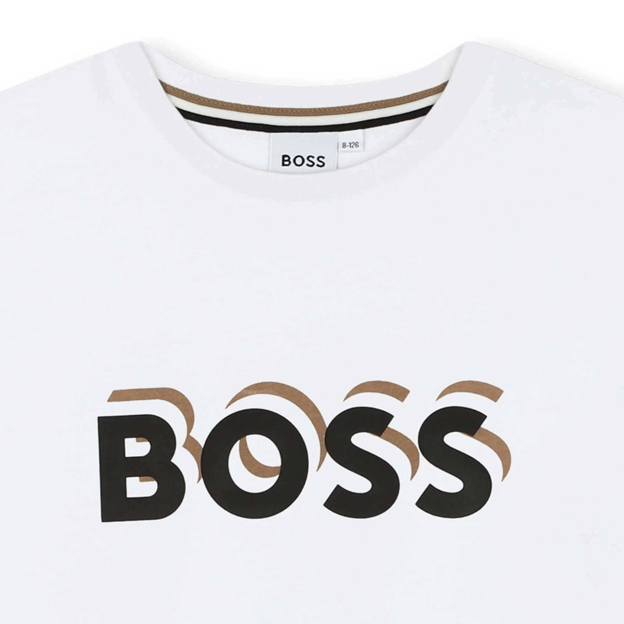 T-shirt en coton à manches courtes avec logo blanc pour garçons