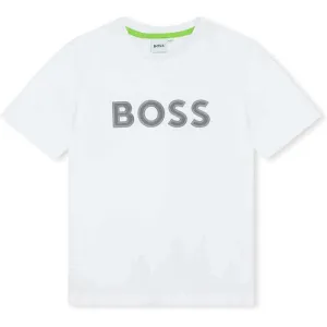 T-shirt à manches courtes avec logo blanc pour garçons