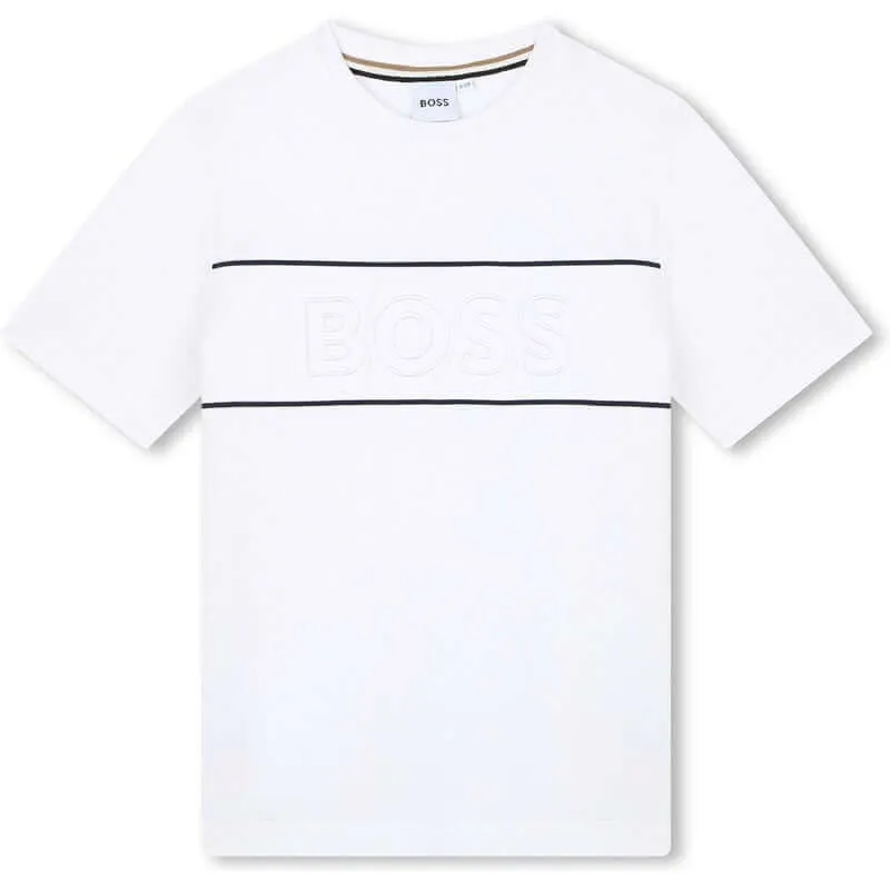 T-shirt à manches courtes avec logo blanc pour garçons