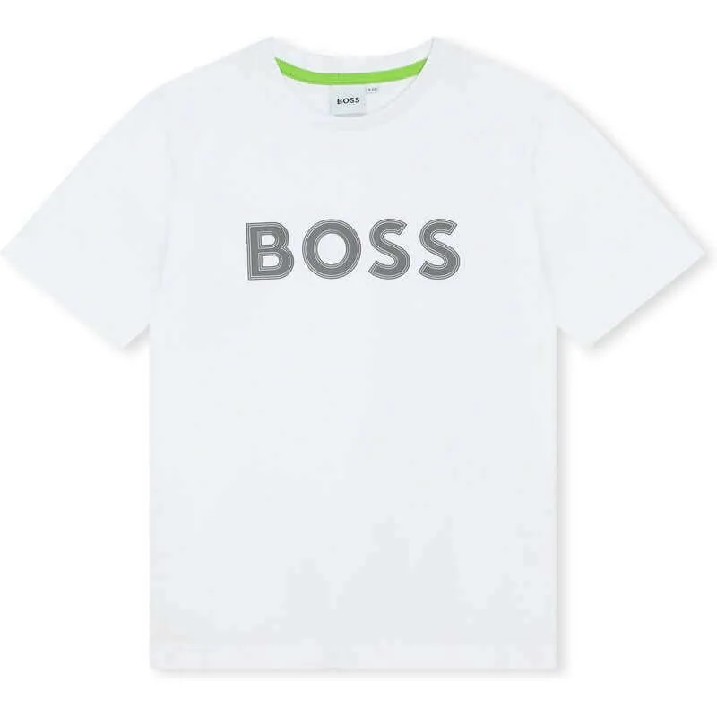 T-shirt à manches courtes avec logo blanc pour garçons