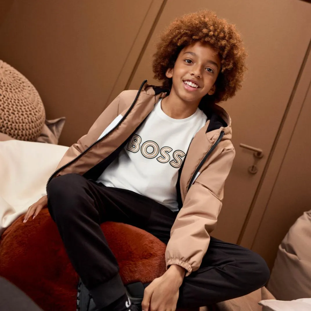 T-shirt à manches longues blanc pour garçon avec logo