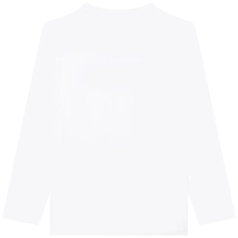T-shirt à manches longues blanc pour garçon avec logo