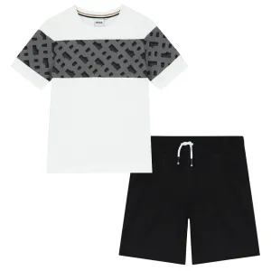 Ensemble de shorts pour garçons avec imprimé monogramme blanc