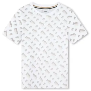 T-shirt pour garçon blanc avec monogramme