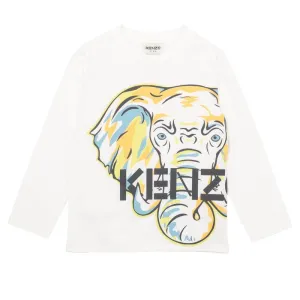 T-shirt éléphant blanc et orange pour garçons