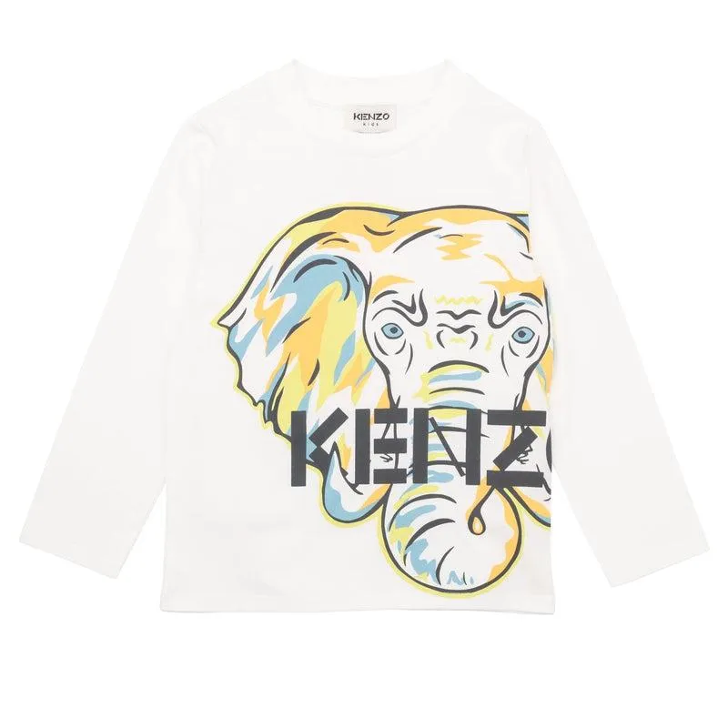 T-shirt éléphant blanc et orange pour garçons