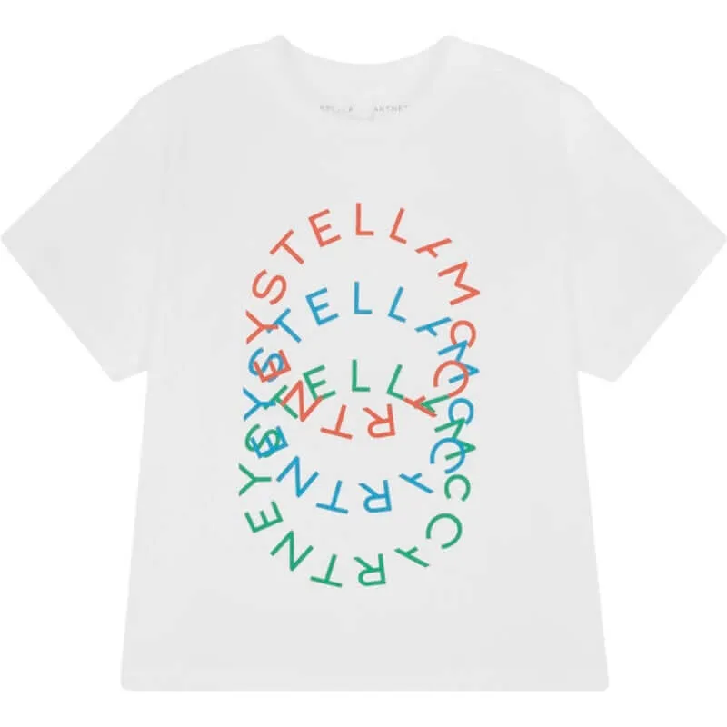T-shirt pour garçons en coton biologique blanc avec logo