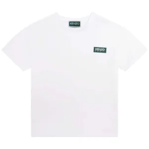 T-shirt pour garçons en coton biologique blanc avec logo