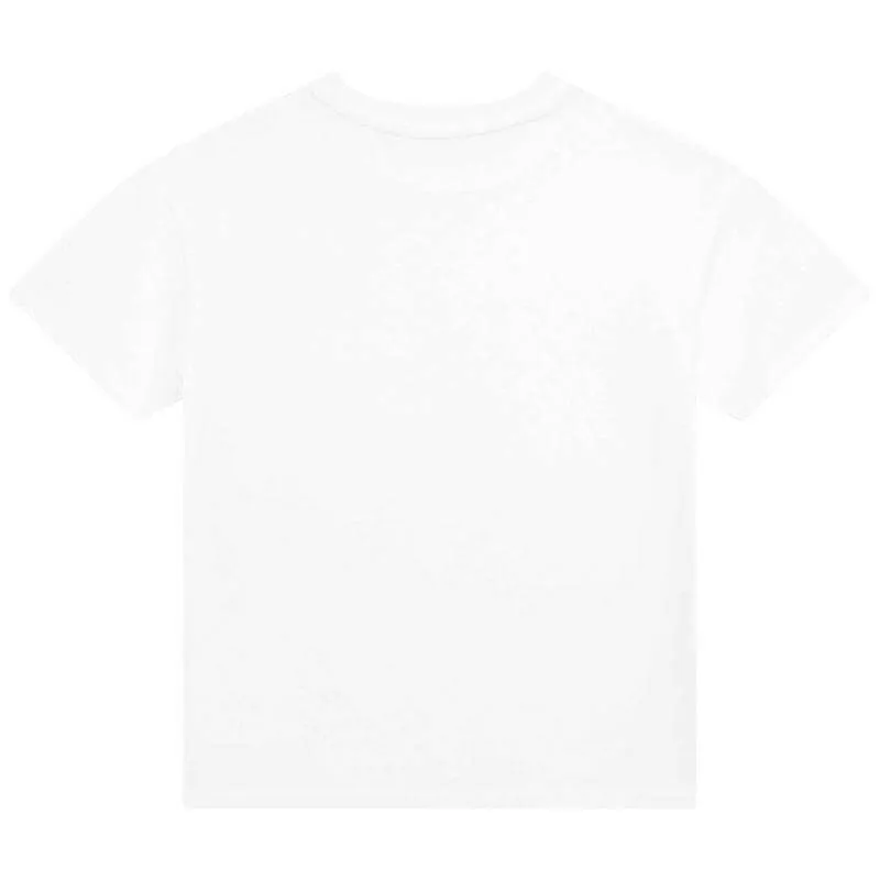 T-shirt pour garçons en coton biologique blanc avec logo