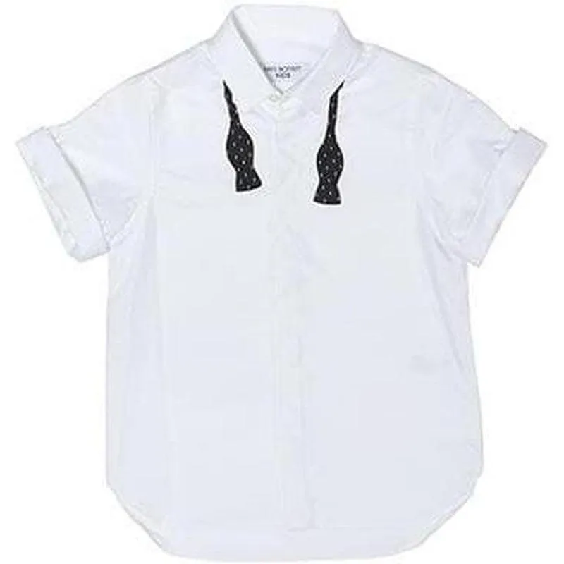 Chemise blanche pour garçon avec impression de nœud papillon