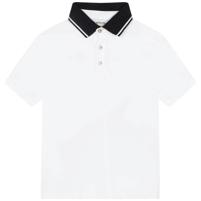 Polo en coton à manches courtes blanc pour garçons