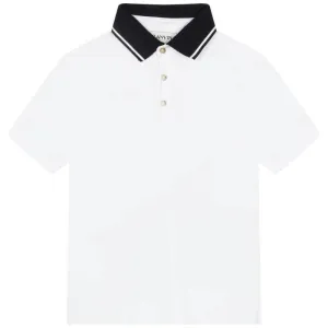 Polo en coton à manches courtes blanc pour garçons