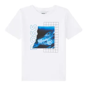 T-shirt graphique à manches courtes blanc pour garçons