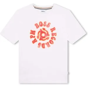 T-shirt à manches courtes blanc pour garçons avec impression de disques