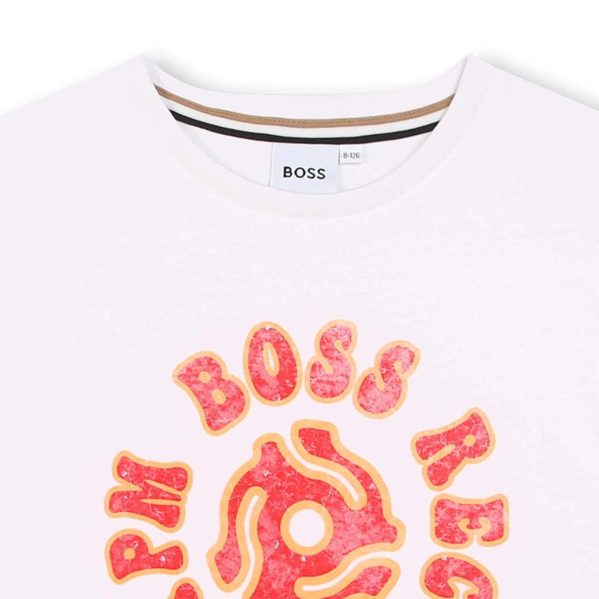 T-shirt à manches courtes blanc pour garçons avec impression de disques