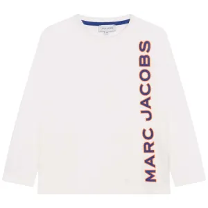 T-shirt à manches longues pour garçon avec logo latéral blanc