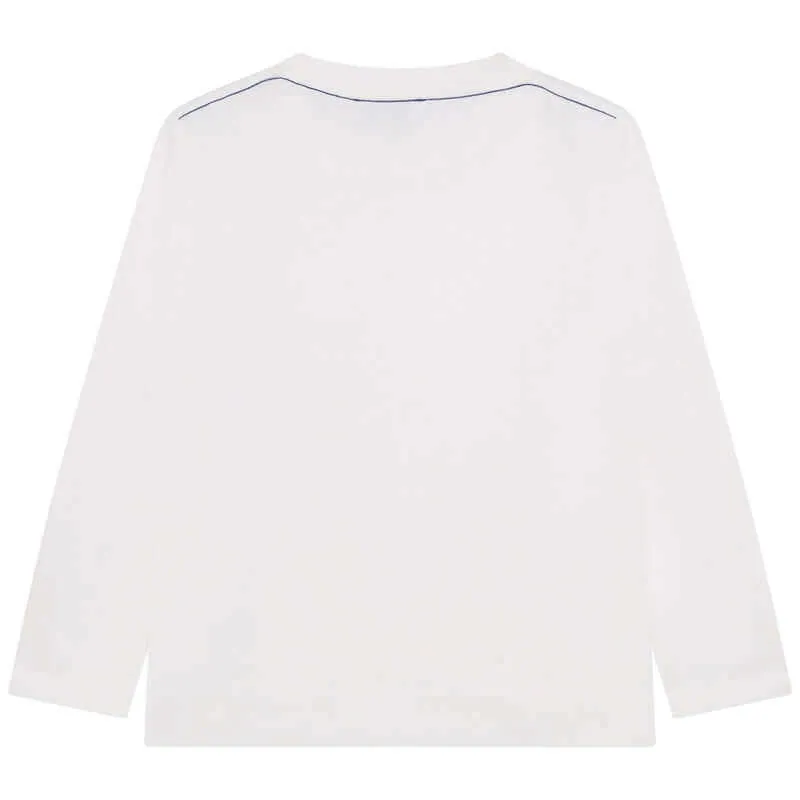 T-shirt à manches longues pour garçon avec logo latéral blanc