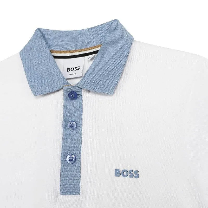 Polo à manches courtes rayé blanc pour garçons