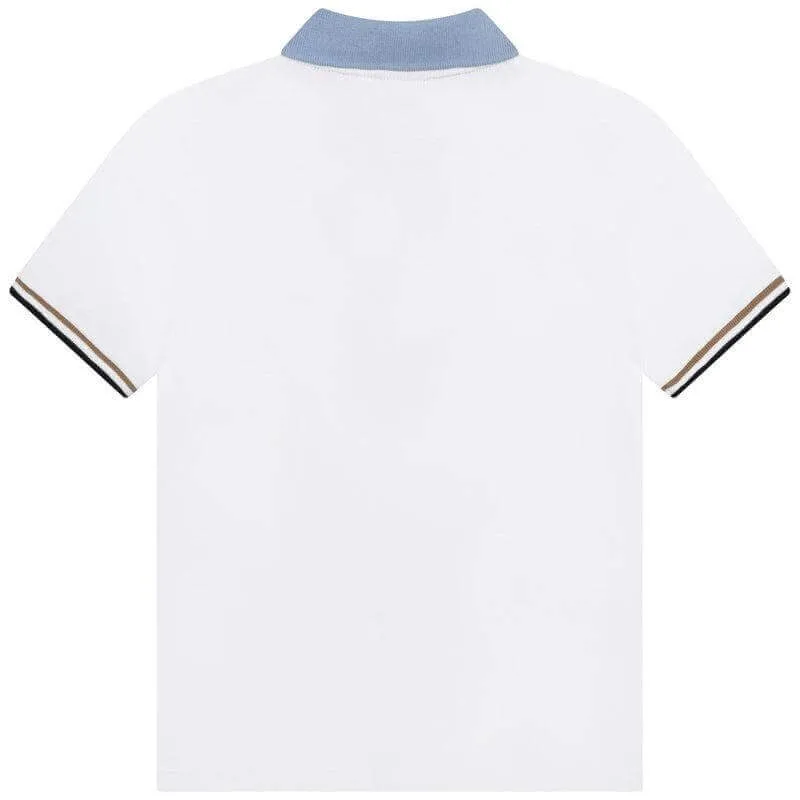 Polo à manches courtes rayé blanc pour garçons