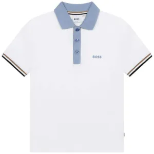 Polo à manches courtes rayé blanc pour garçons