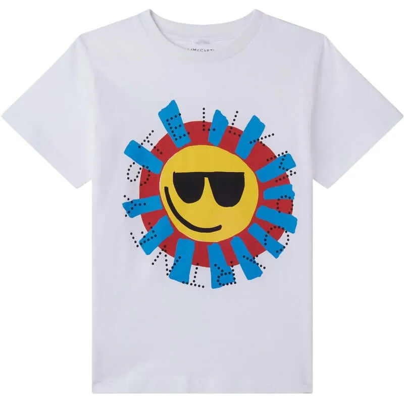 T-shirt pour garçons avec motif soleil blanc