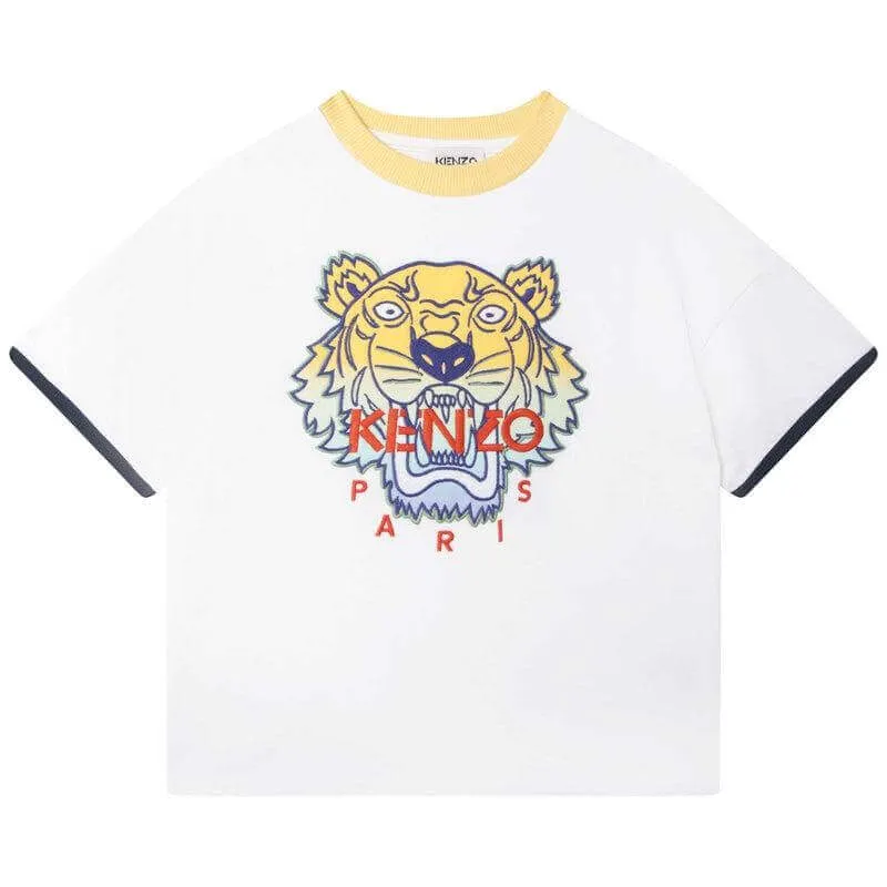 T-shirt pour garçons avec logo de tigre blanc