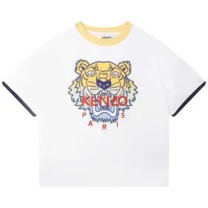 T-shirt pour garçons avec logo de tigre blanc